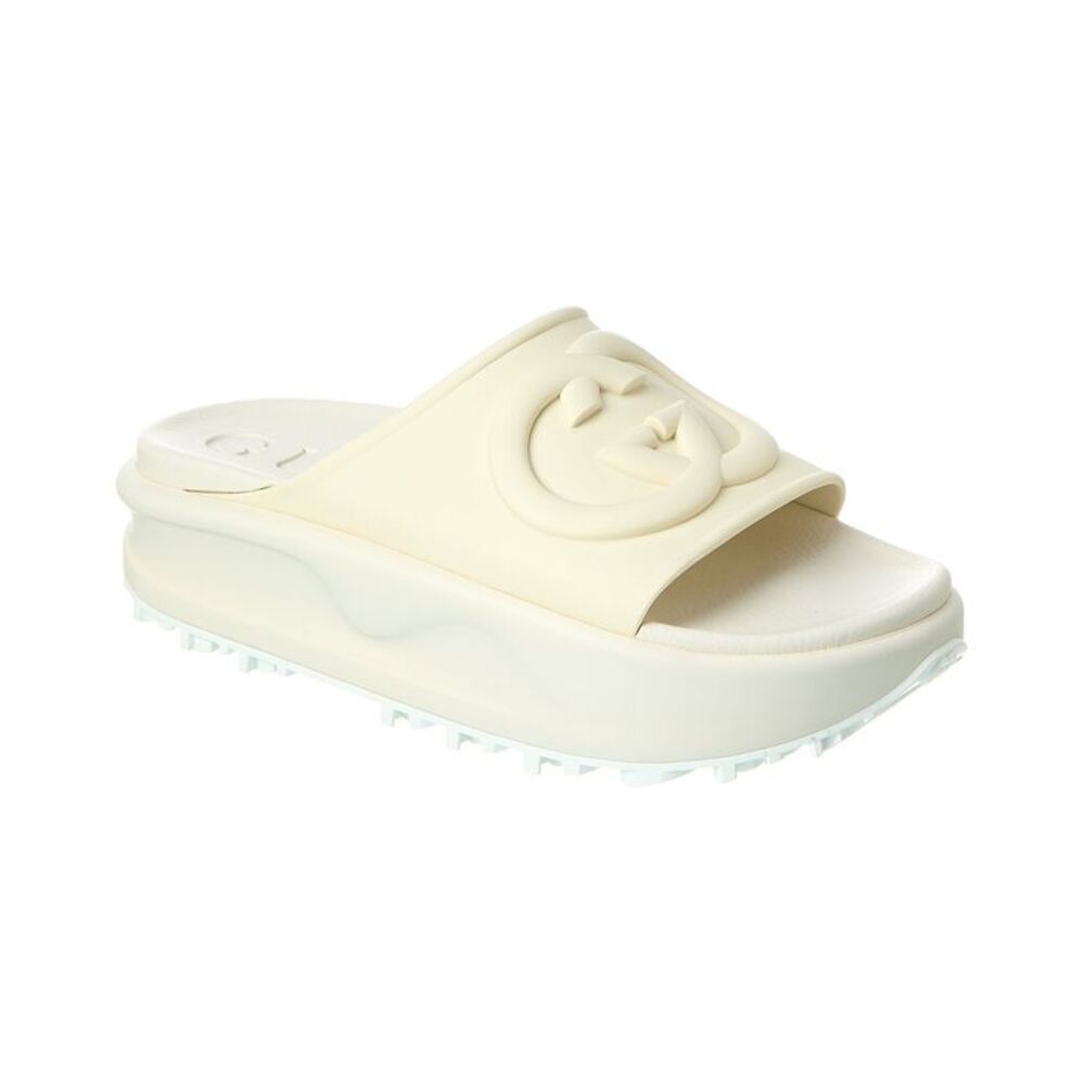 Gucci Interlocking G Rubber Slide, White